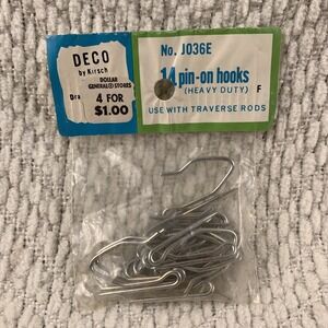 Deco By Kirsch  1 1/2" Heavy Duty Drapery Pin on Hooks Bag of 14 Curtain Hanging
